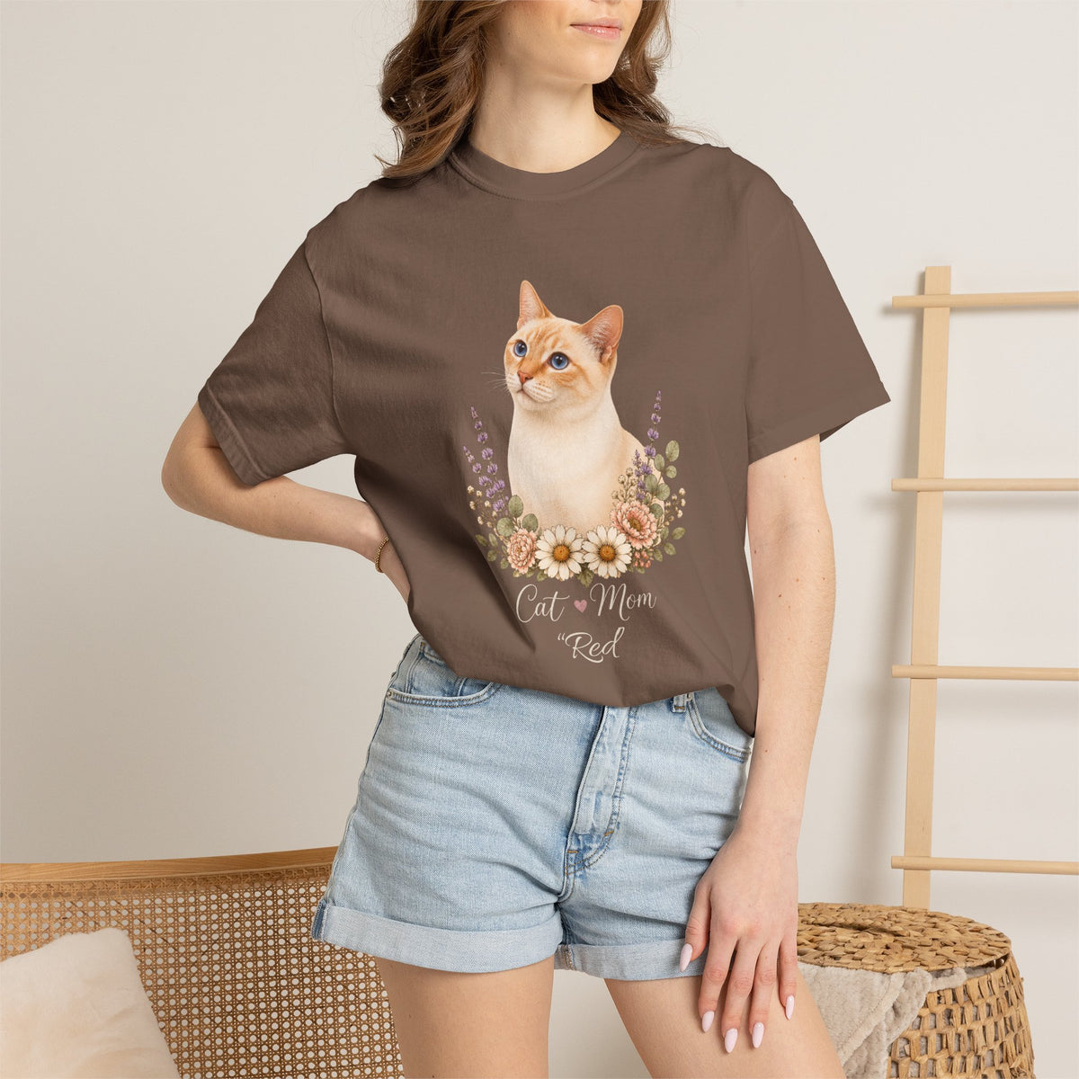 Personalized Red Siamese Cat Mom Comfort Colors® T-Shirt