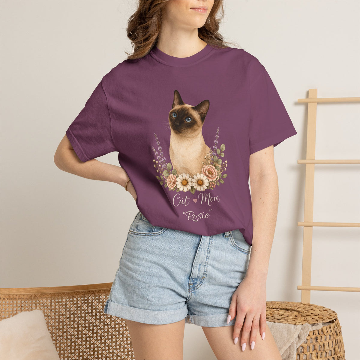 Personalized Siamese Cat Mom Comfort Colors® T-Shirt