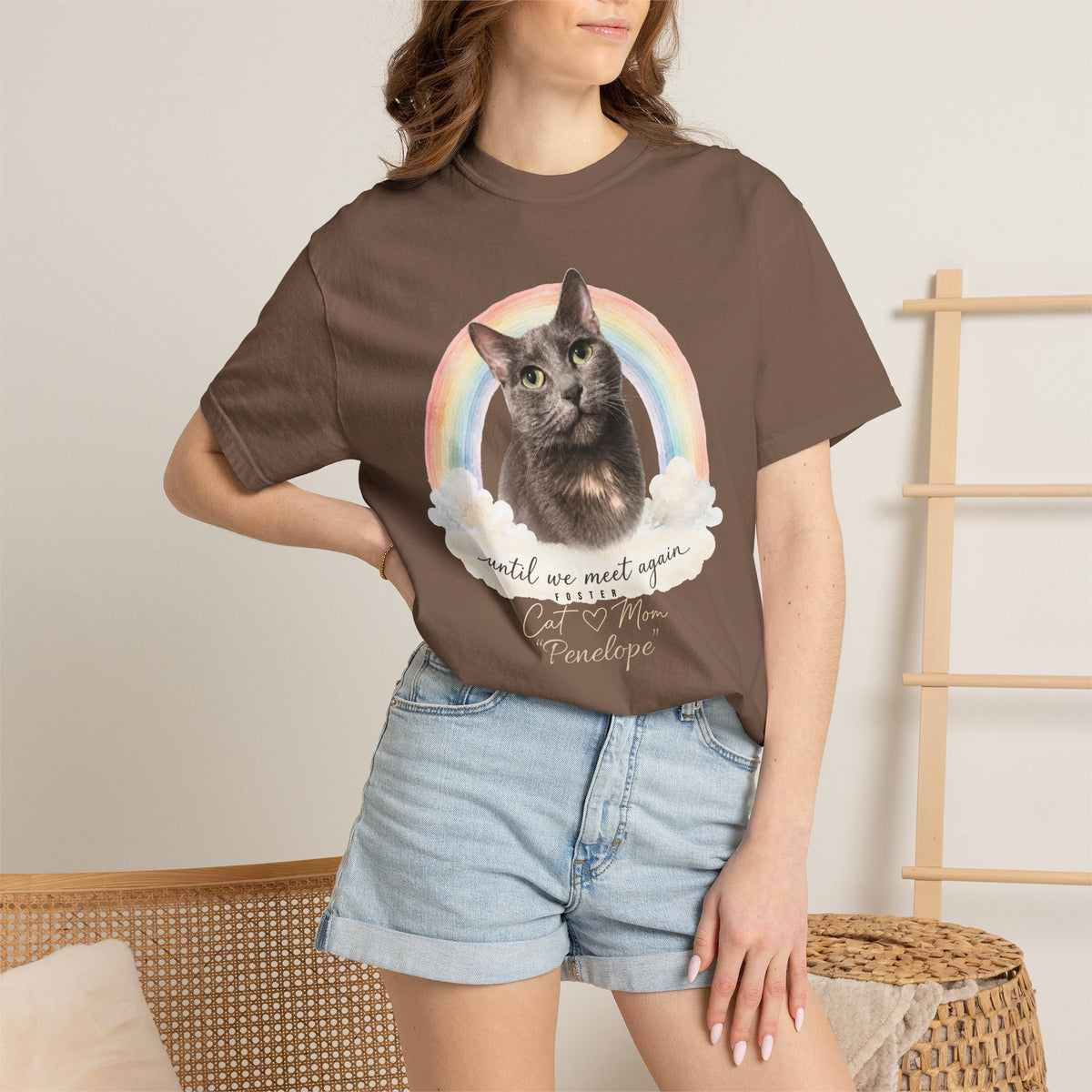 Personalized Rainbow Memorial Foster Cat Mom Comfort Colors® T-Shirt