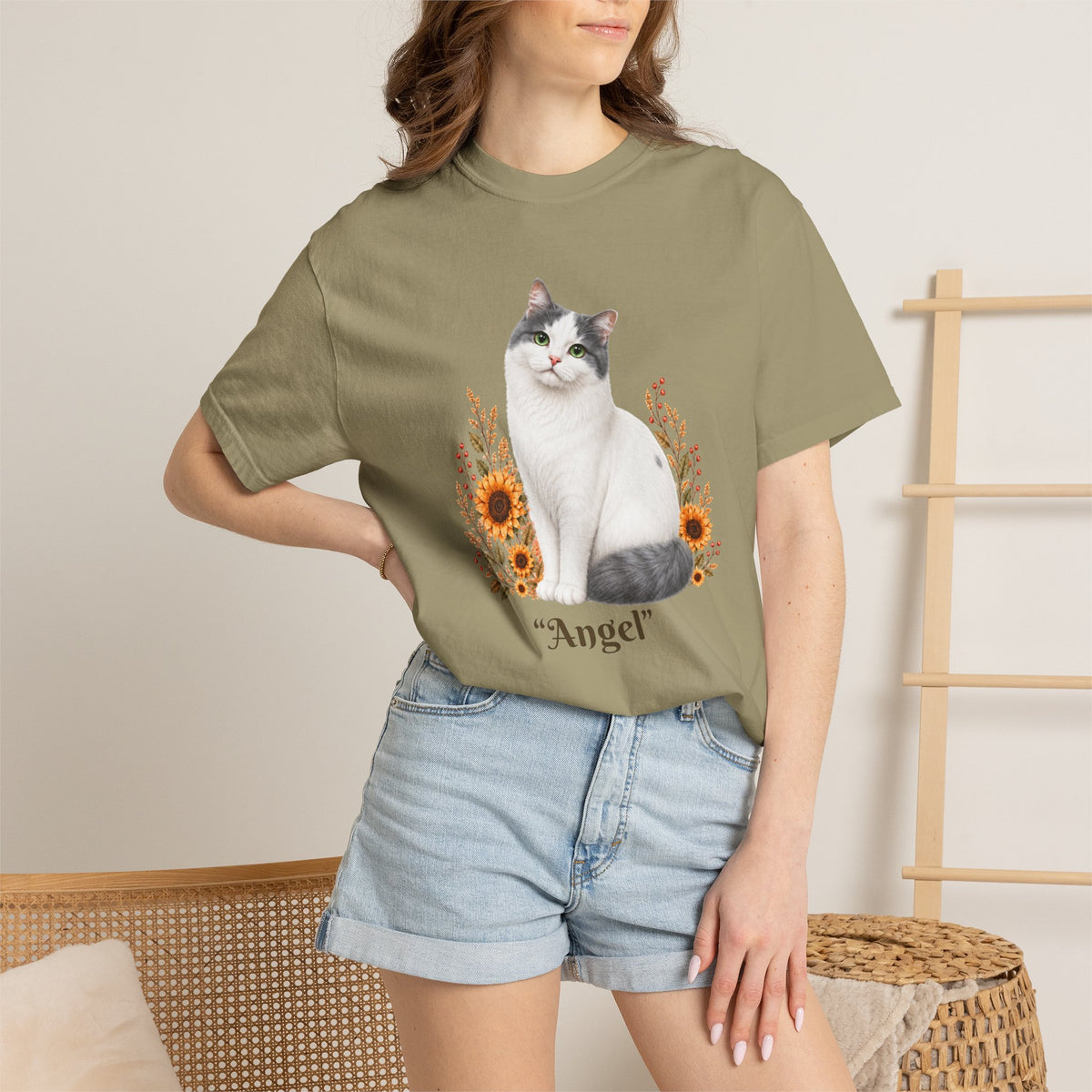 Personalized Turkish Van Sunflower Comfort Colors® T-Shirt