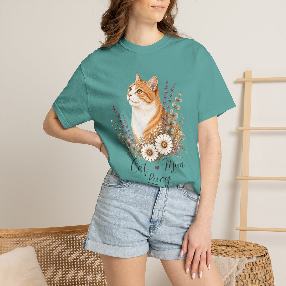 Personalized Orange Tabby Cat Mom Comfort Colors® T-Shirt