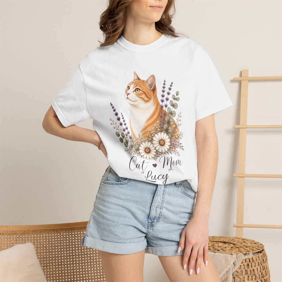 Personalized Orange Tabby Cat Mom Comfort Colors® T-Shirt