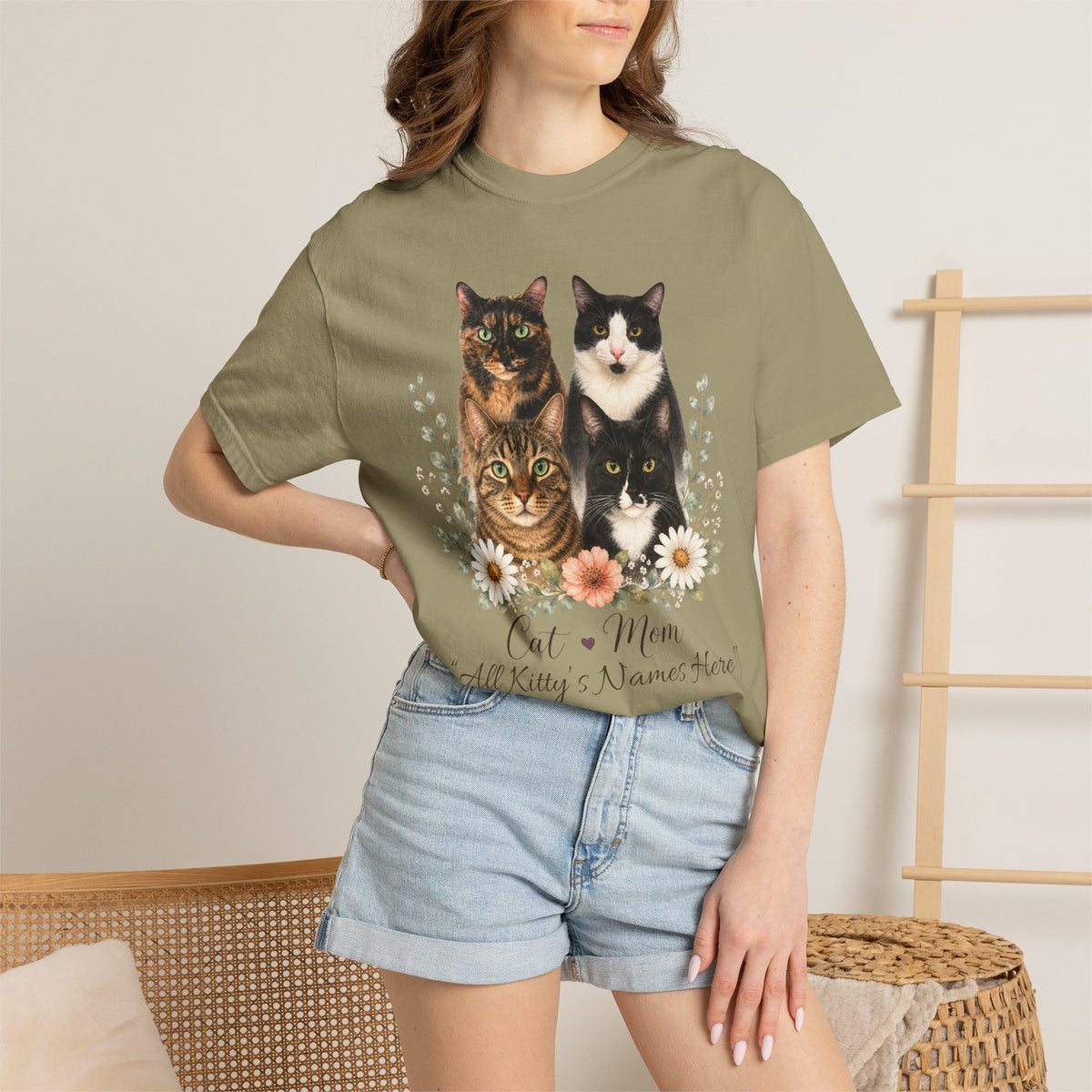 Personalized Multi-Cat Mom Comfort Colors® T-Shirt