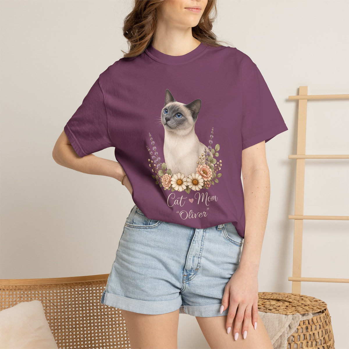 Personalized Blue Point Siamese Cat Mom Comfort Colors® T-Shirt