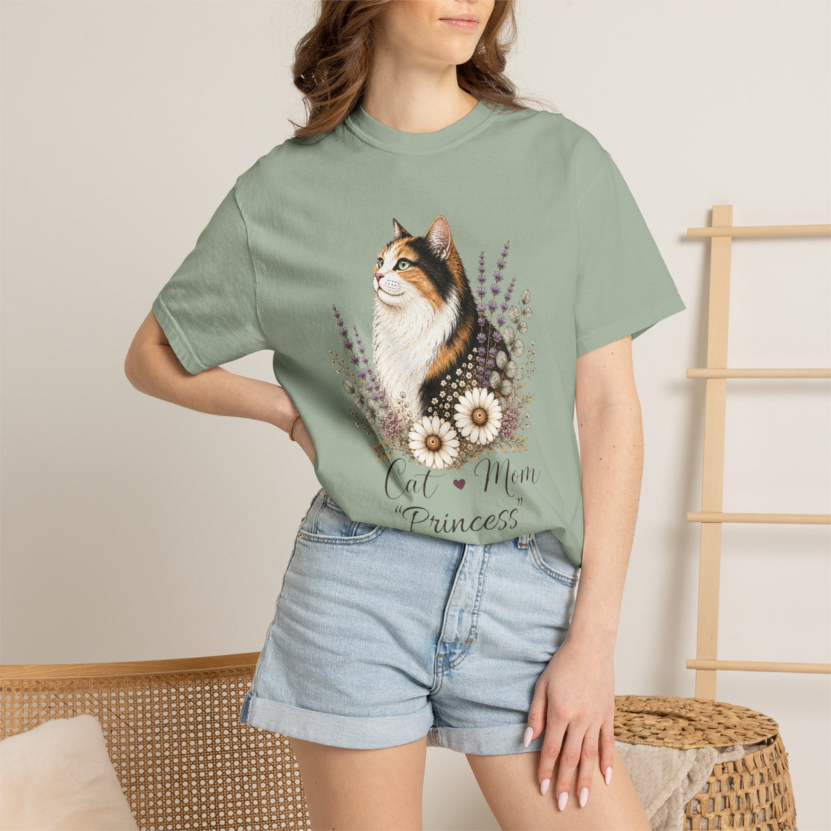 Personalized Calico Cat Mom Comfort Colors® T-Shirt