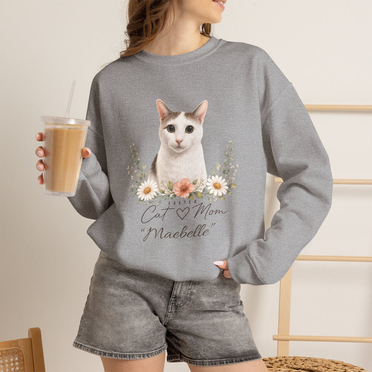 Personalized Foster Cat Mom Gildan® Sweatshirt