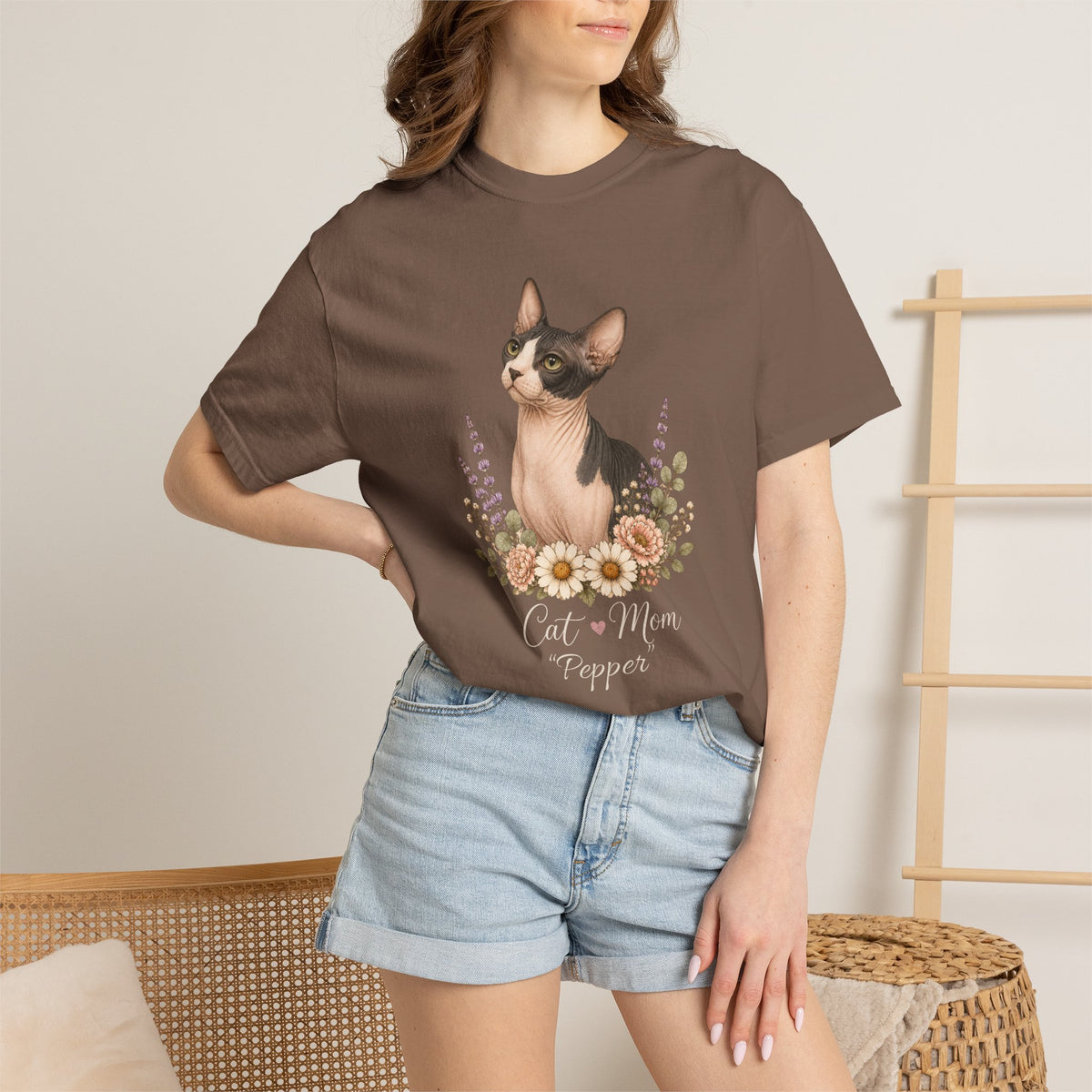 Personalized Black/White Sphynx Cat Comfort Colors® T-Shirt