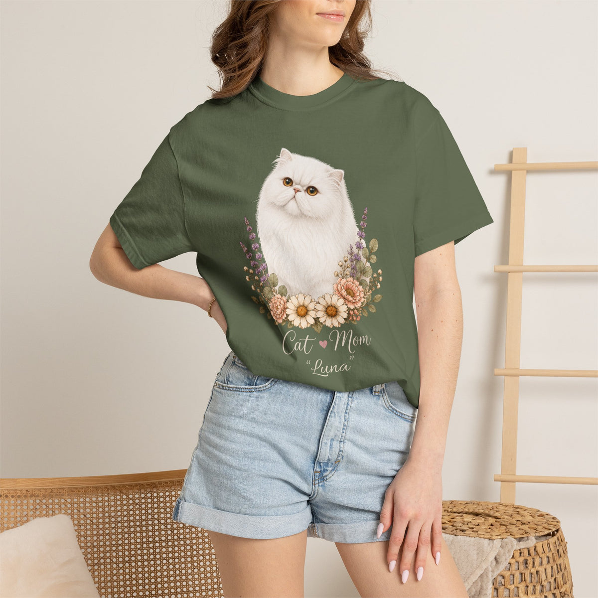 Personalized White Persian Cat Mom Comfort Colors® T-Shirt