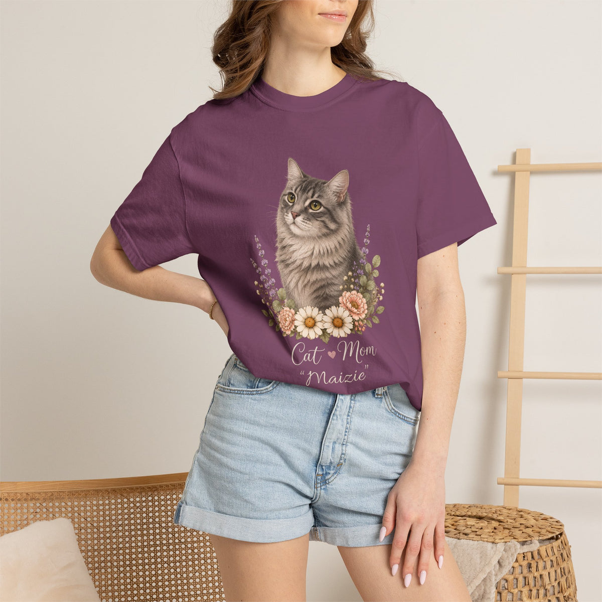 Personalized Silver Tabby Cat Comfort Colors® T-Shirt