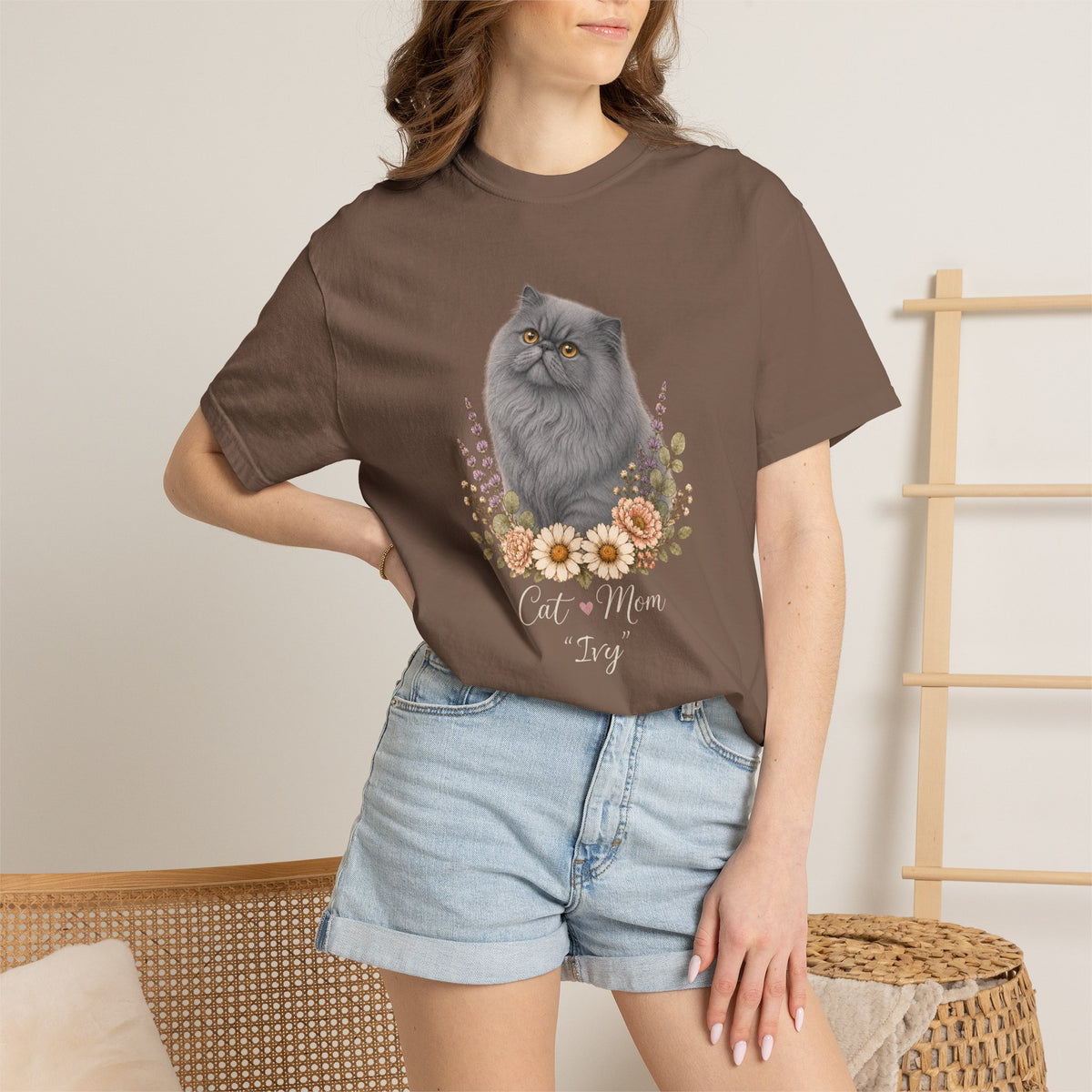 Personalized Blue Gray Persian Cat Mom Comfort Colors® T-Shirt