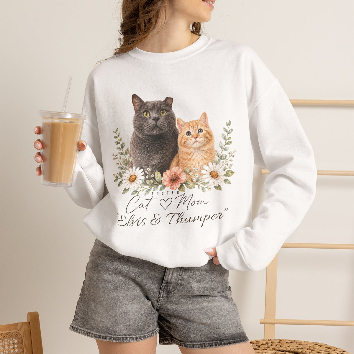 Personalized Foster Cat Mom Gildan® Sweatshirt