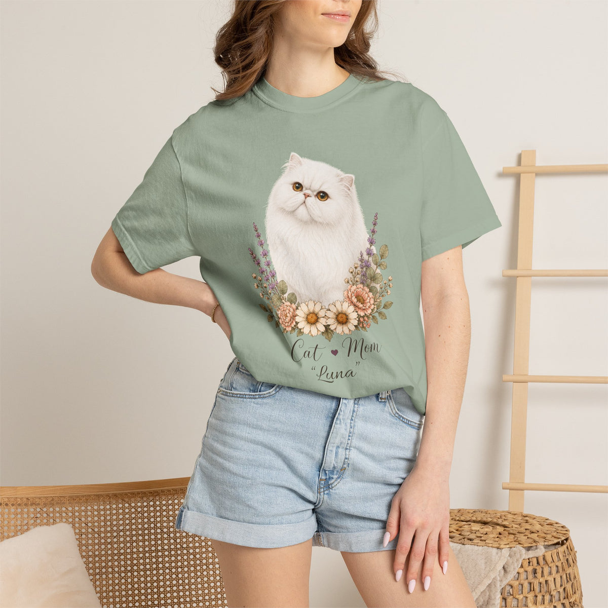 Personalized White Persian Cat Mom Comfort Colors® T-Shirt