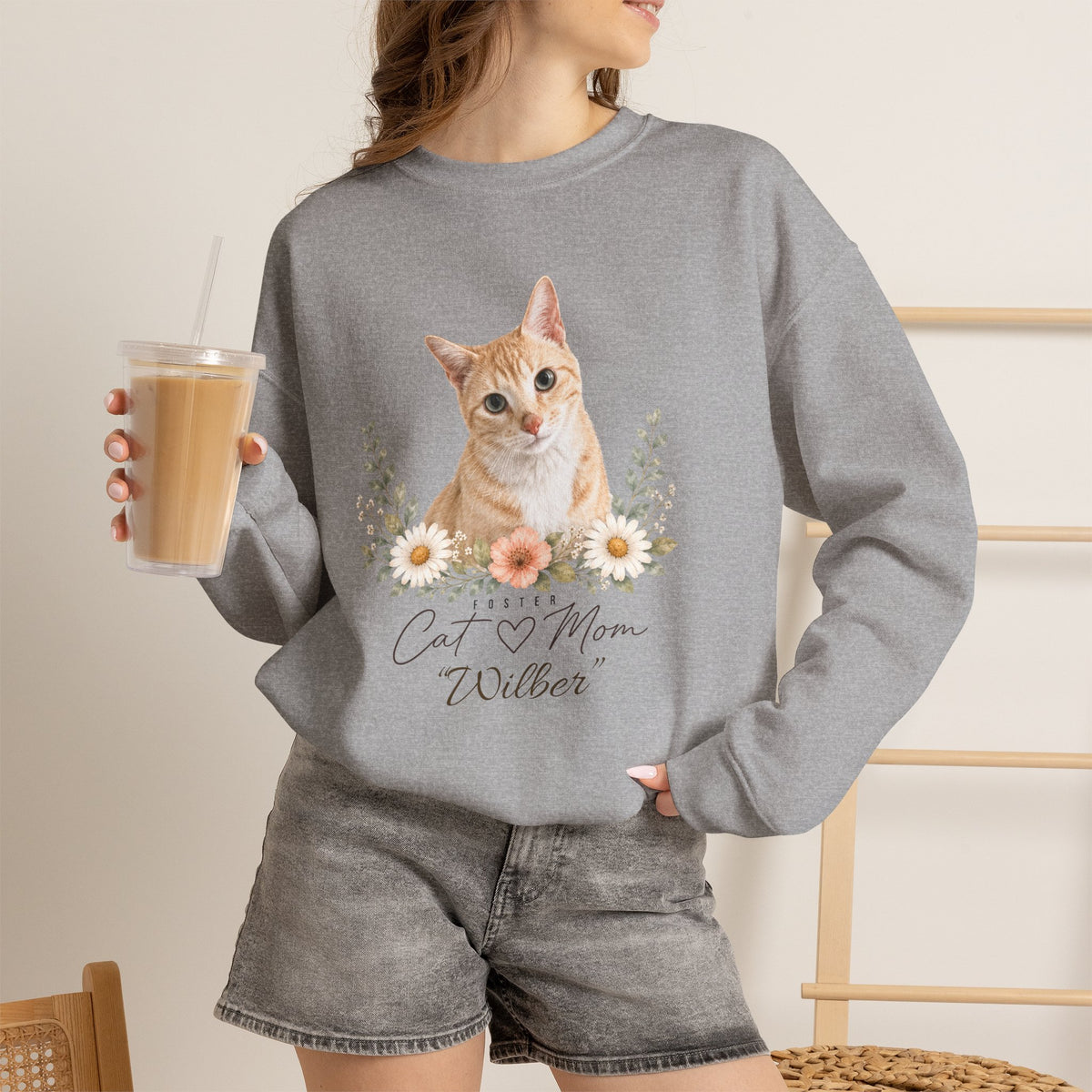 Personalized Foster Cat Mom Gildan® Sweatshirt