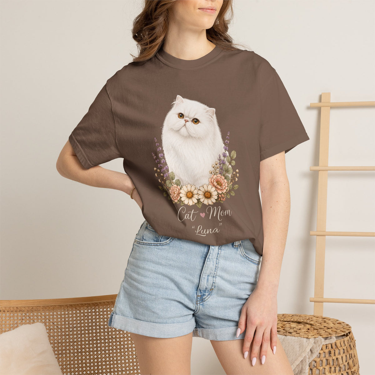 Personalized White Persian Cat Mom Comfort Colors® T-Shirt