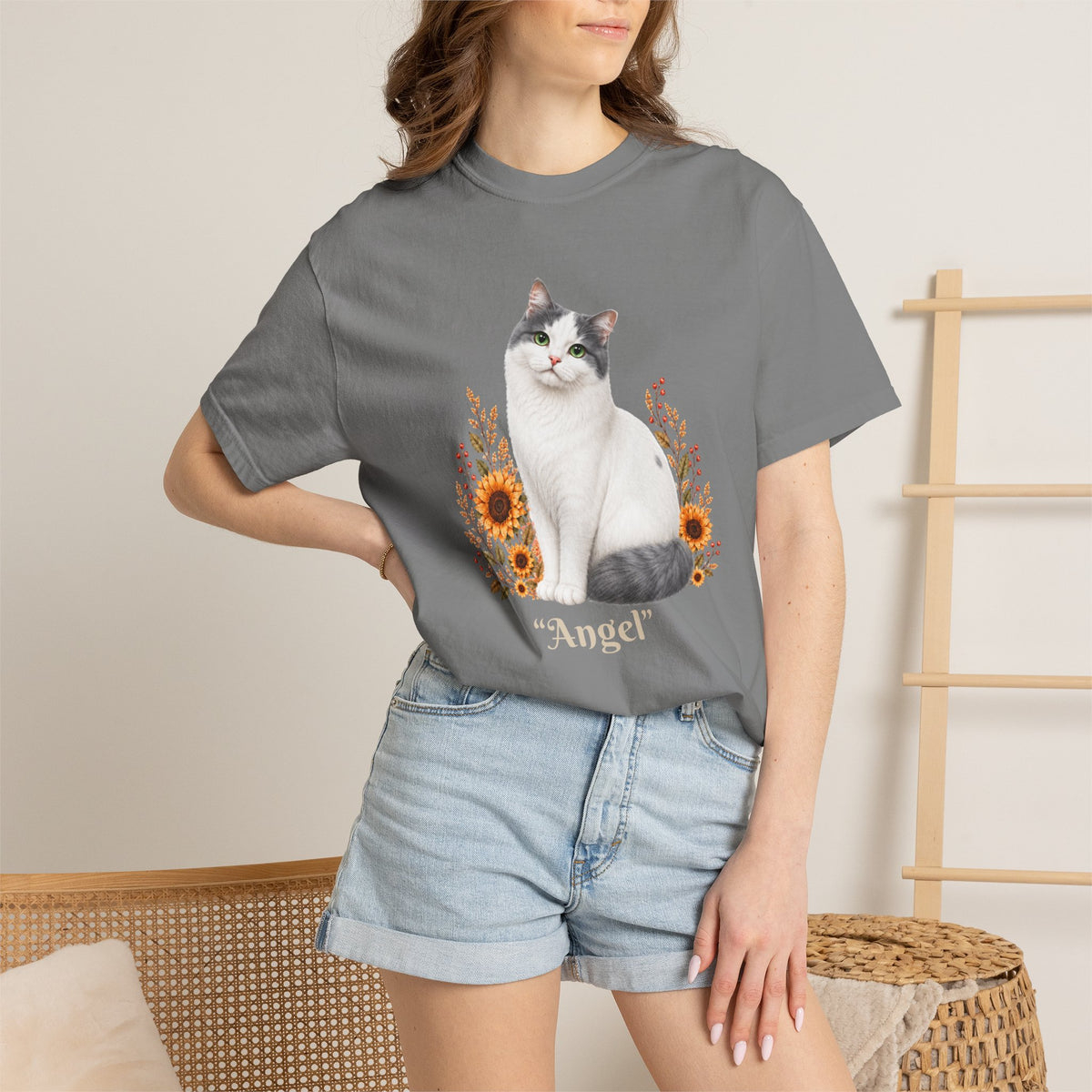 Personalized Turkish Van Sunflower Comfort Colors® T-Shirt