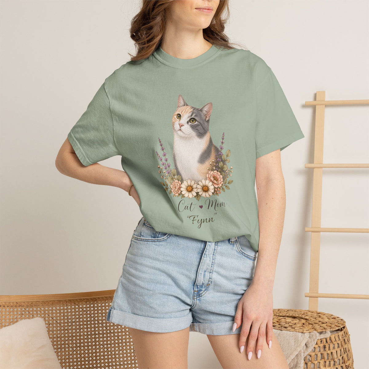 Personalized Dilute Calico Cat Mom Comfort Colors® T-Shirt