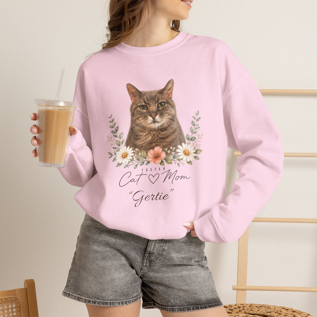 Personalized Foster Cat Mom Gildan® Sweatshirt