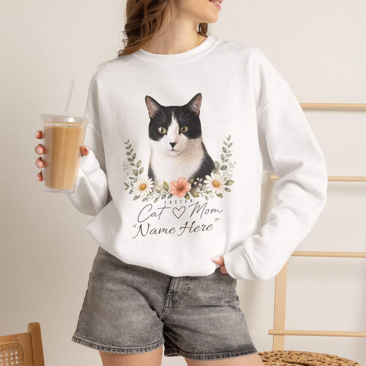 Personalized Foster Cat Mom Gildan® Sweatshirt