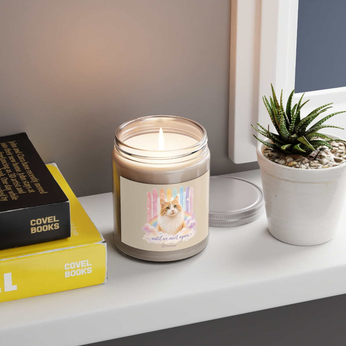 Personalized Rainbow Memorial Cat Scented Soy Candle