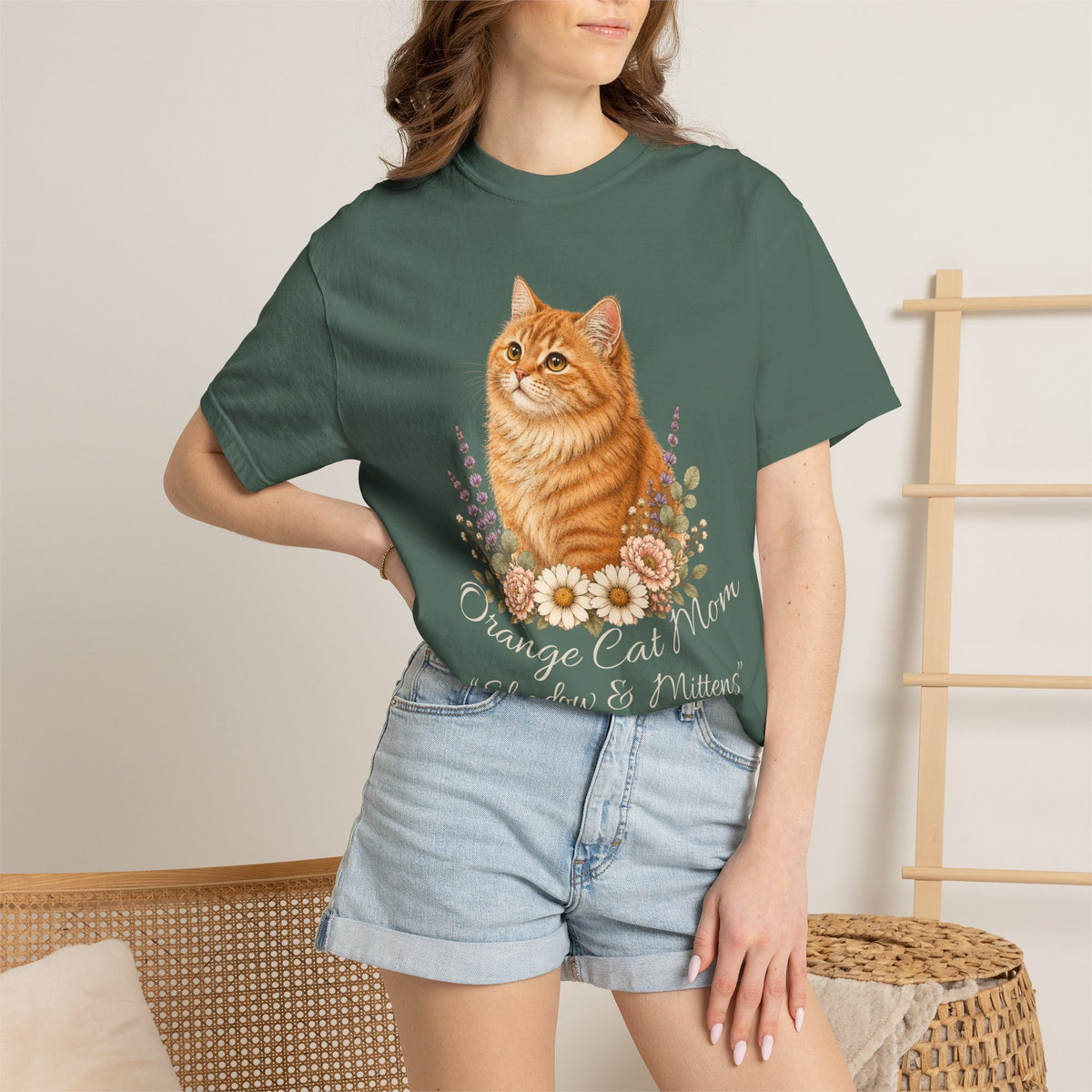 Personalized Orange Cat Mom Comfort Colors® T-Shirt