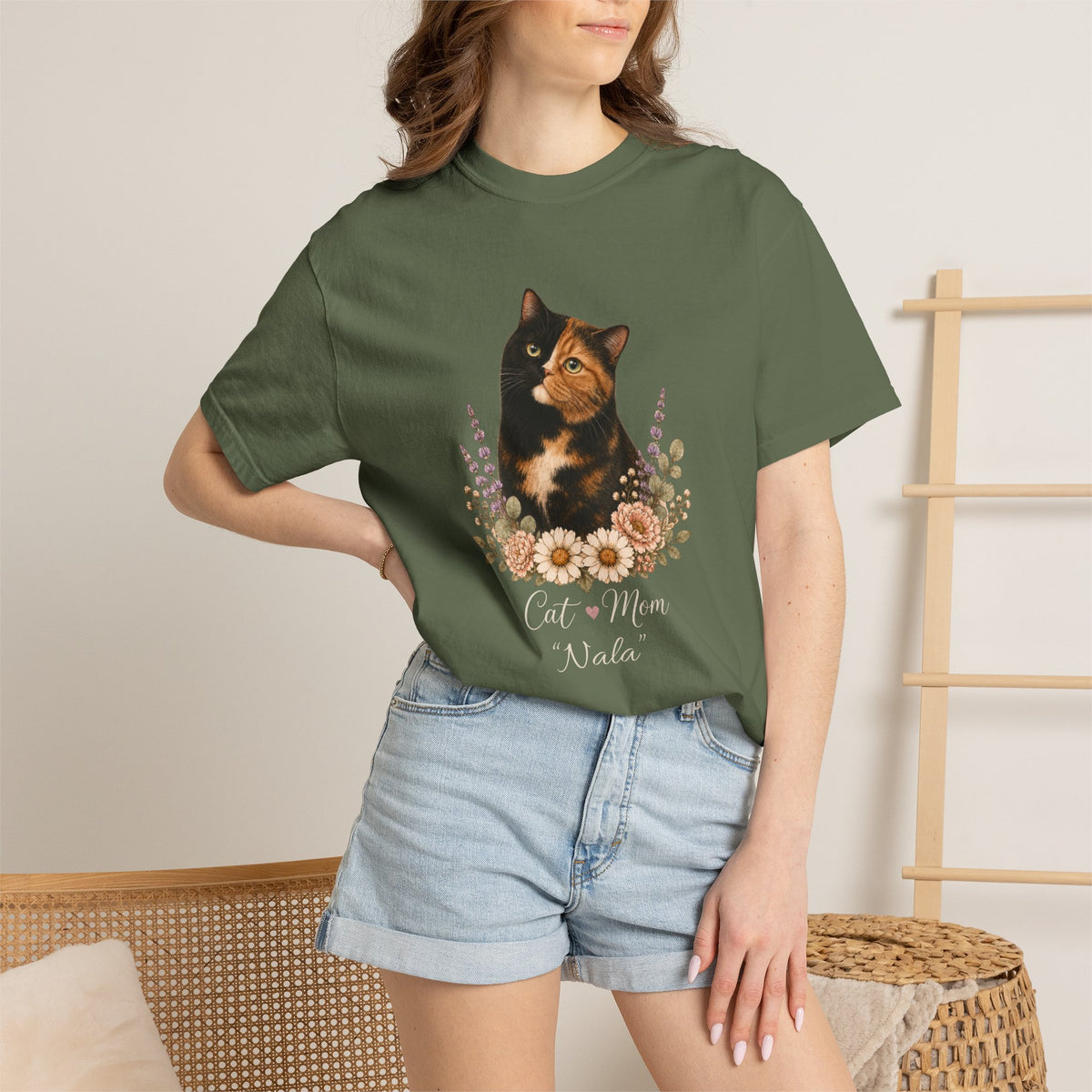 Personalized Calico Cat Mom Comfort Colors® T-Shirt