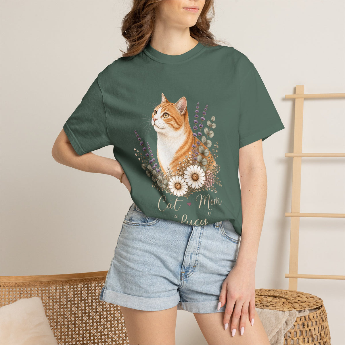 Personalized Orange Tabby Cat Mom Comfort Colors® T-Shirt