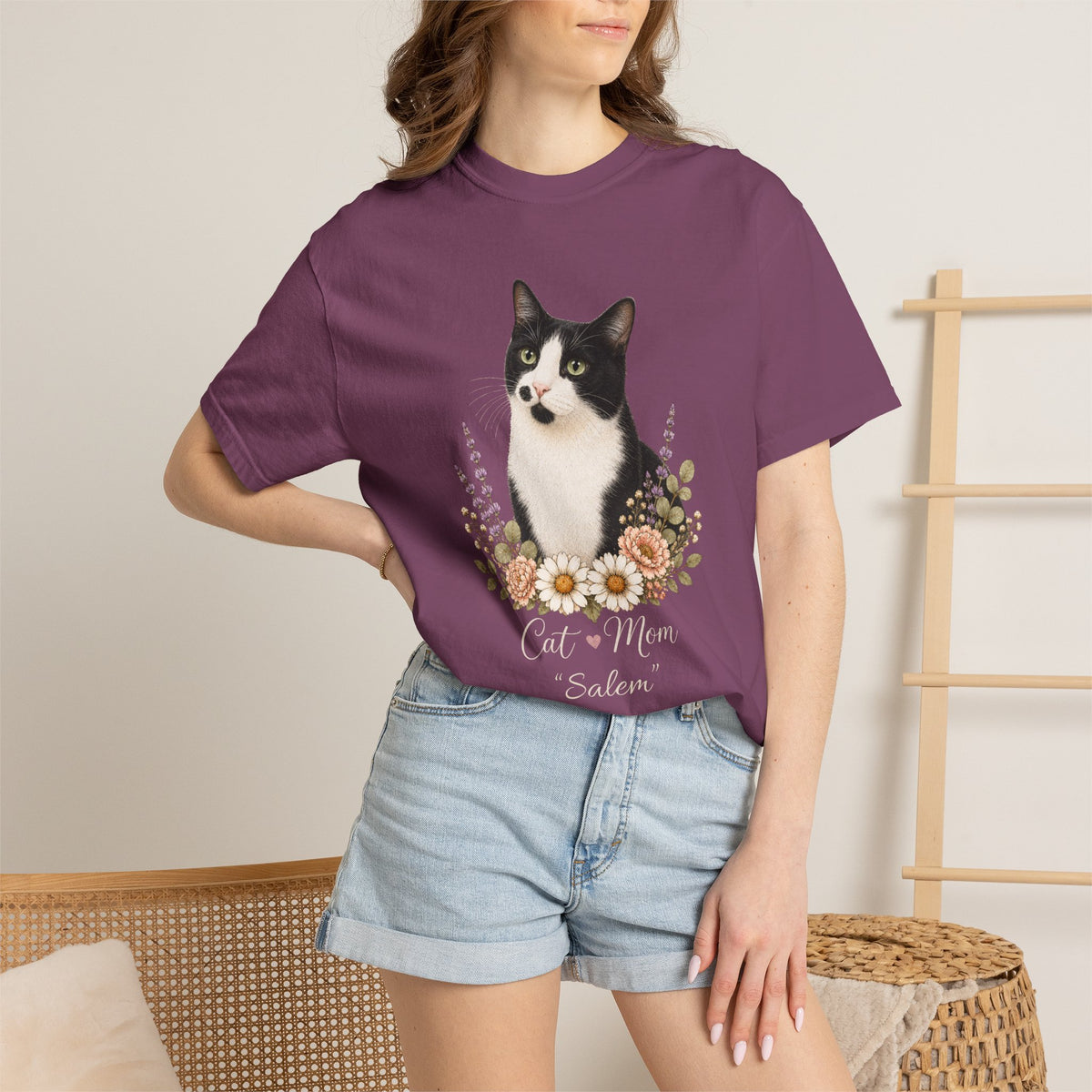 Personalized Black/White Cat Comfort Colors® T-Shirt