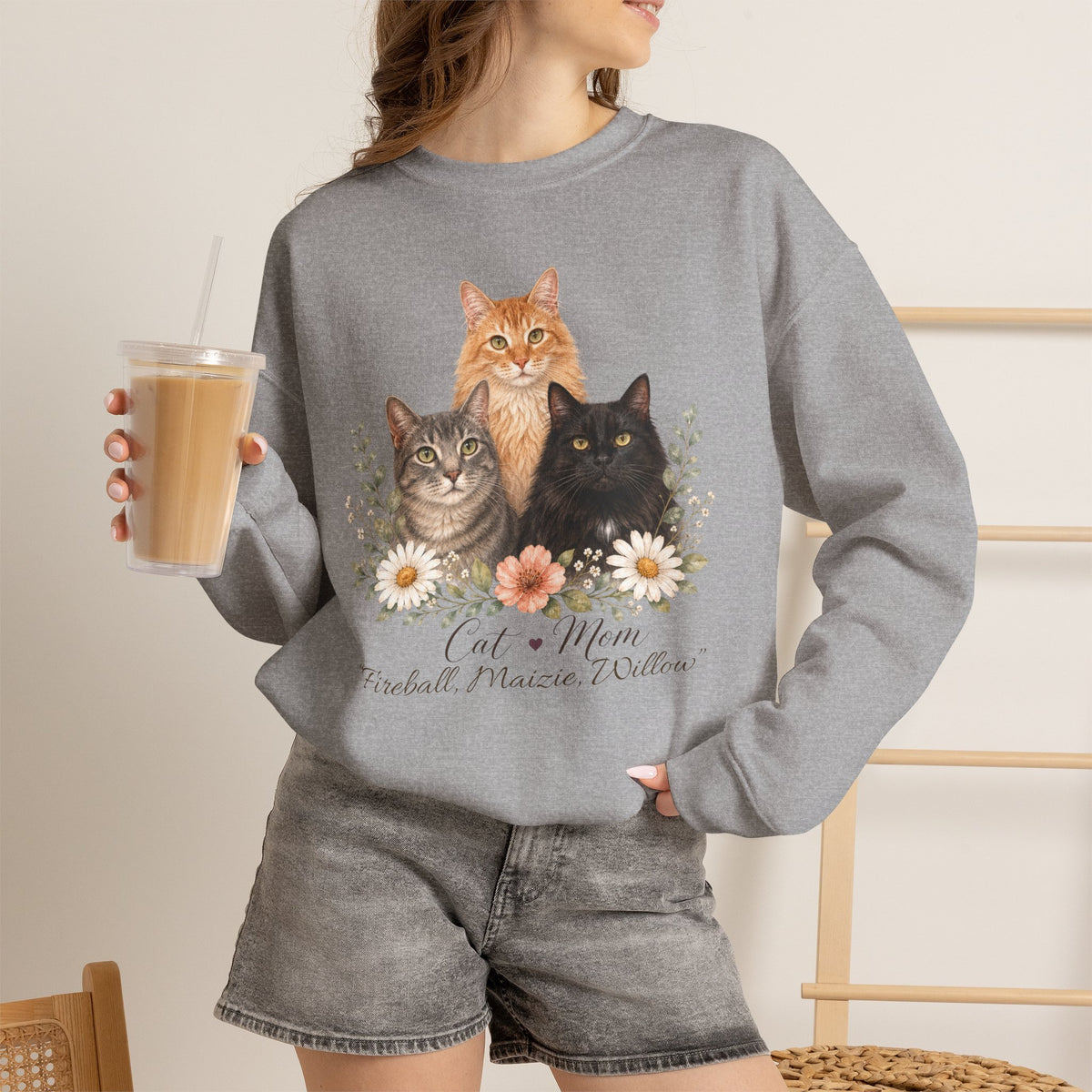 Personalized Multi-Cat Mom Gildan® Sweatshirt