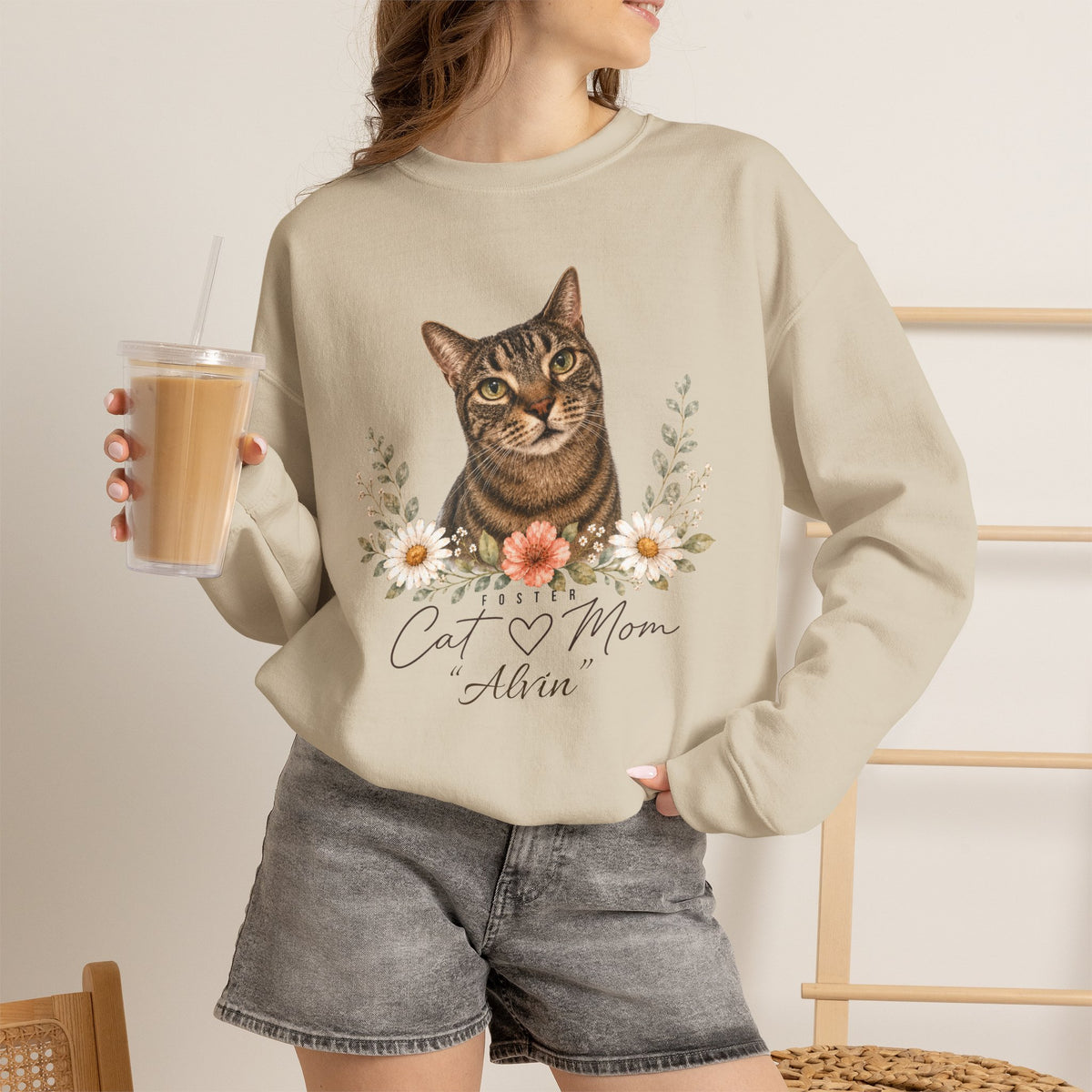 Personalized Foster Cat Mom Gildan® Sweatshirt