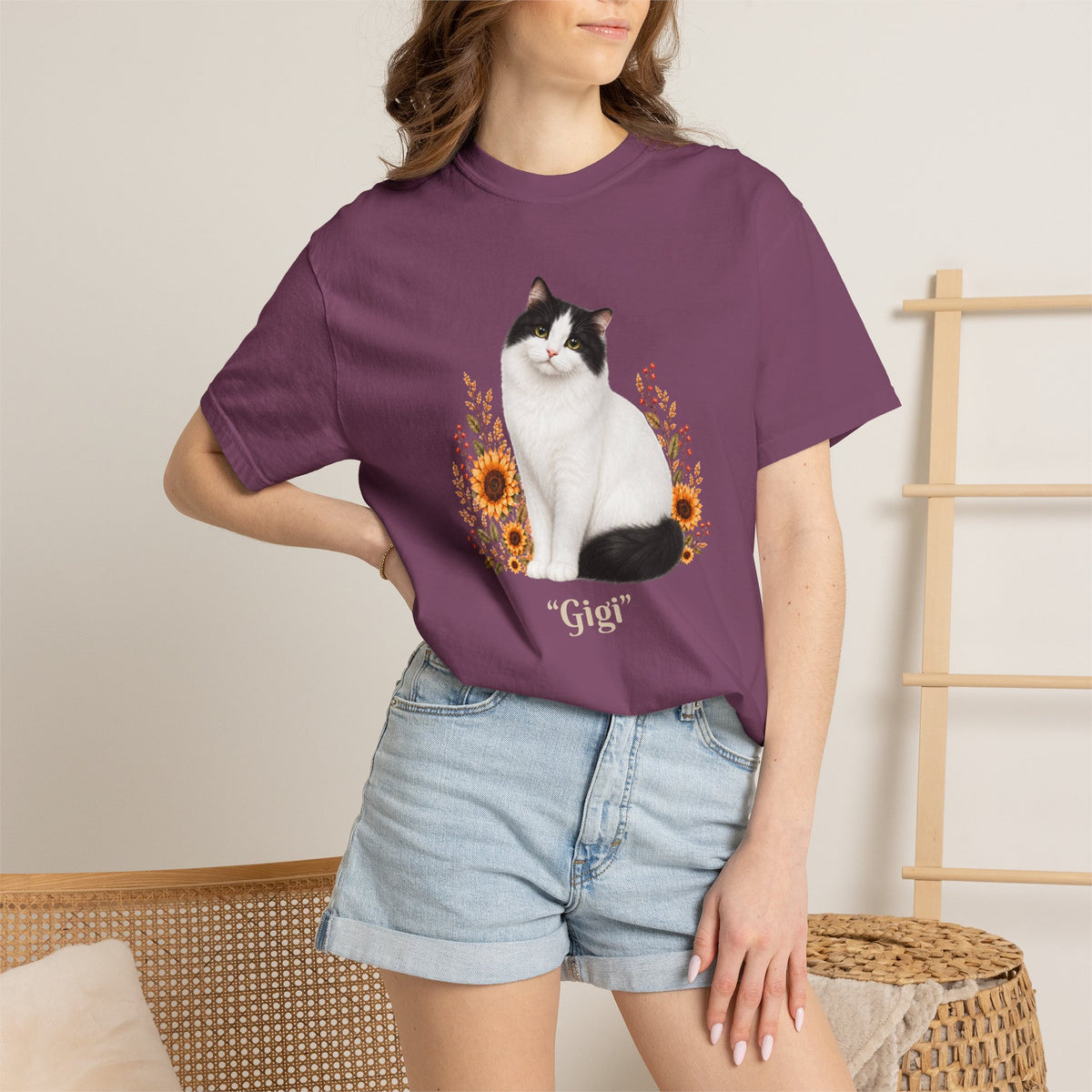 Personalized Turkish Van Cat Sunflower Comfort Colors® T-Shirt