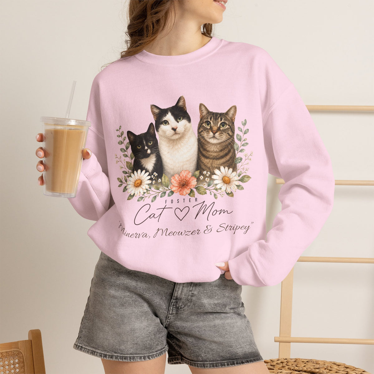 Personalized Foster Cat Mom Gildan® Sweatshirt