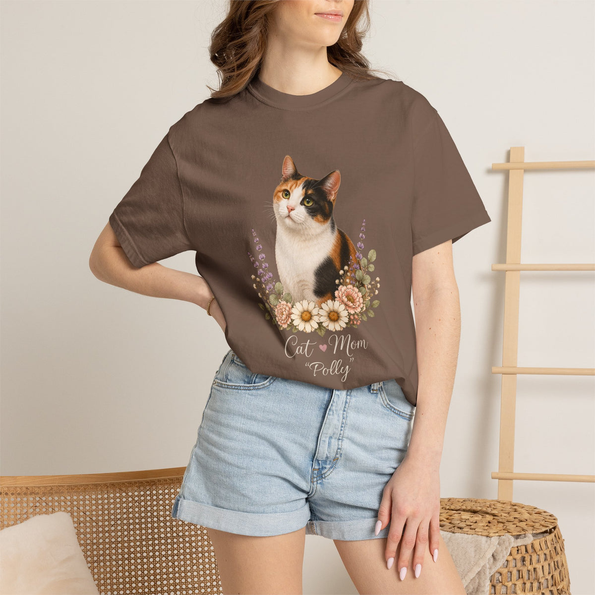 Personalized Calico Cat Mom Comfort Colors® T-Shirt