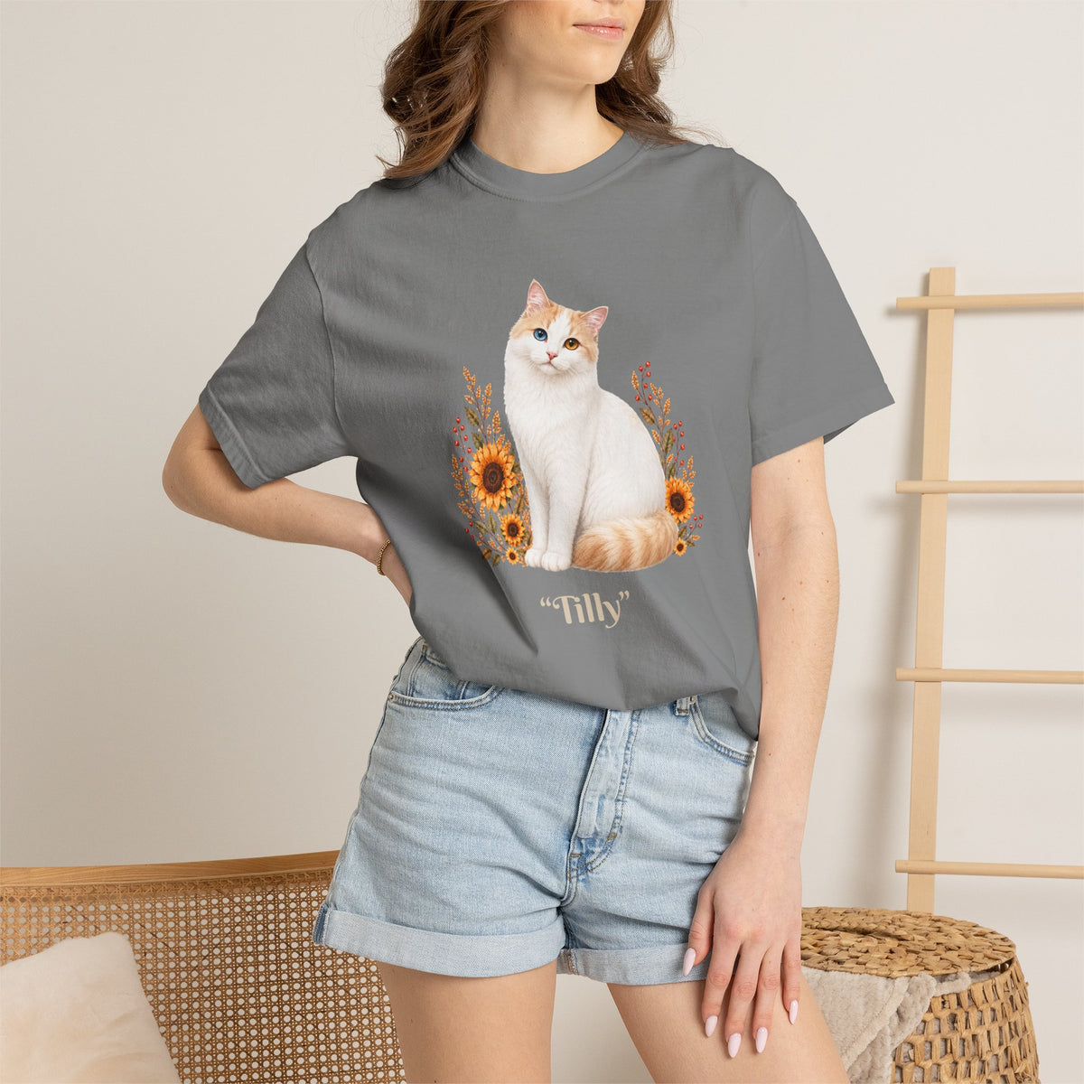 Personalized Turkish Van Cat Sunflower Comfort Colors® T-Shirt