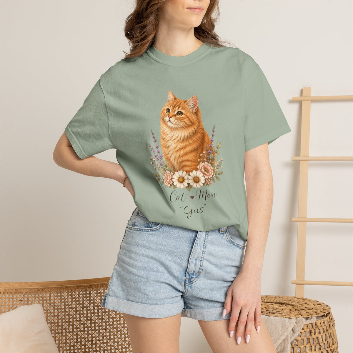 Personalized Orange Cat Mom Comfort Colors® T-Shirt