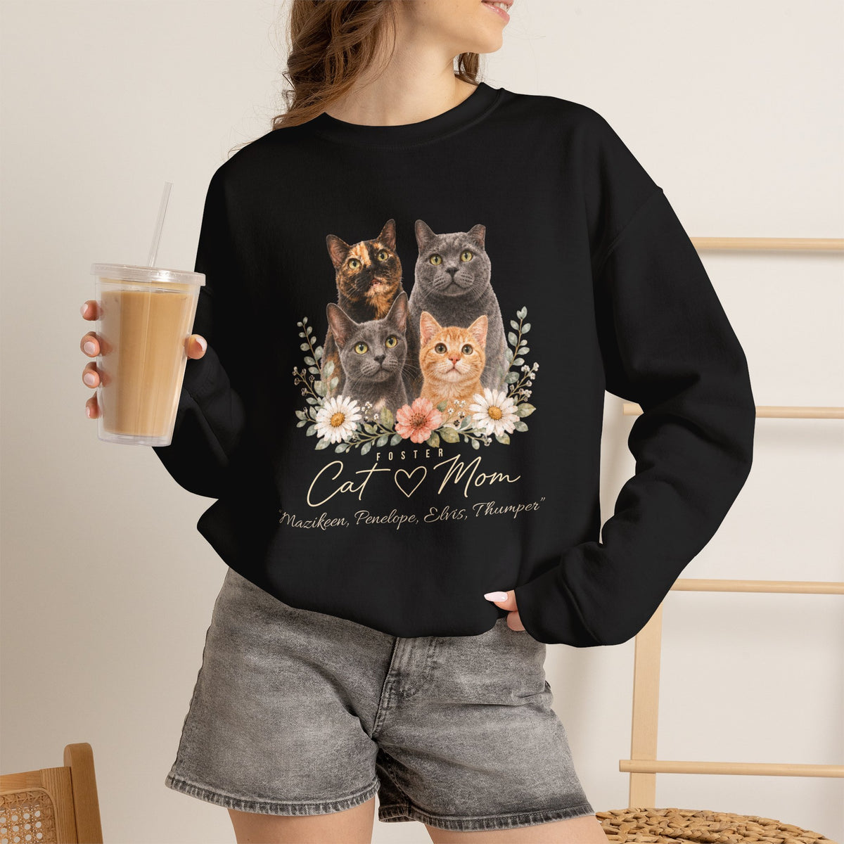 Personalized Foster Cat Mom Gildan® Sweatshirt