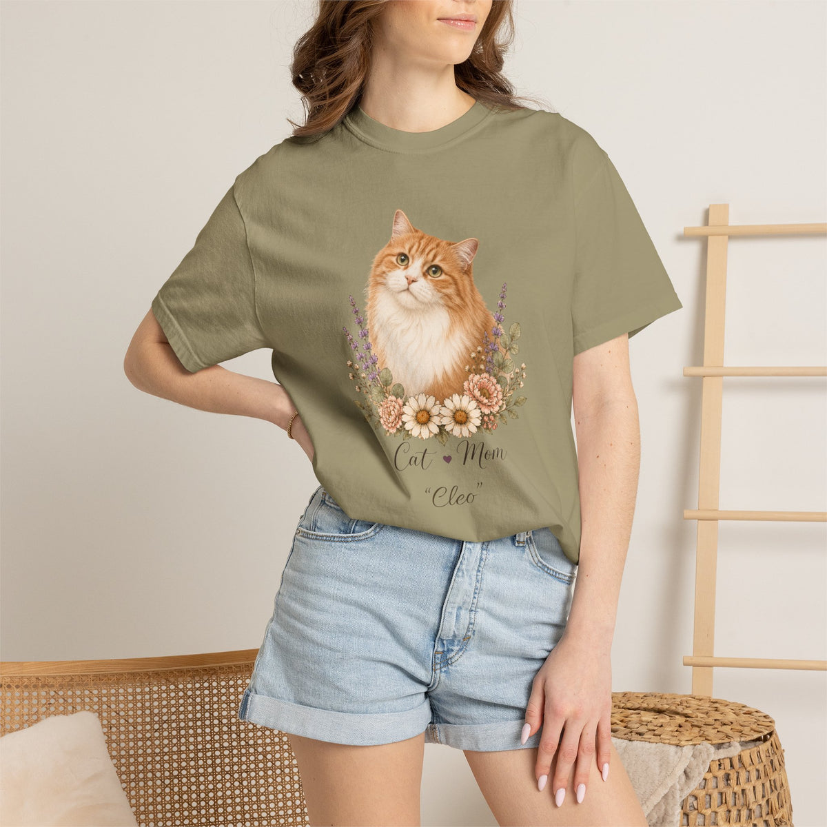 Personalized Orange Cat Mom Comfort Colors® T-Shirt