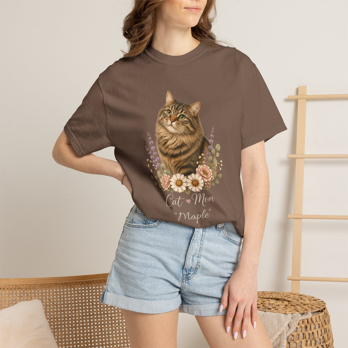 Personalized Brown Tabby Cat Mom Comfort Colors® T-Shirt