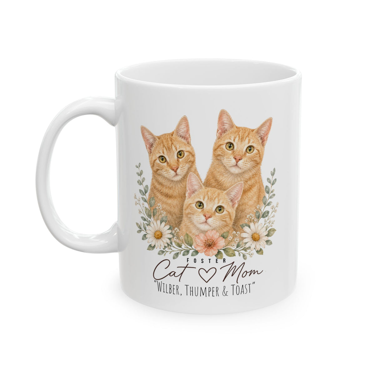 Foster Cat Mom Floral Ceramic Mug