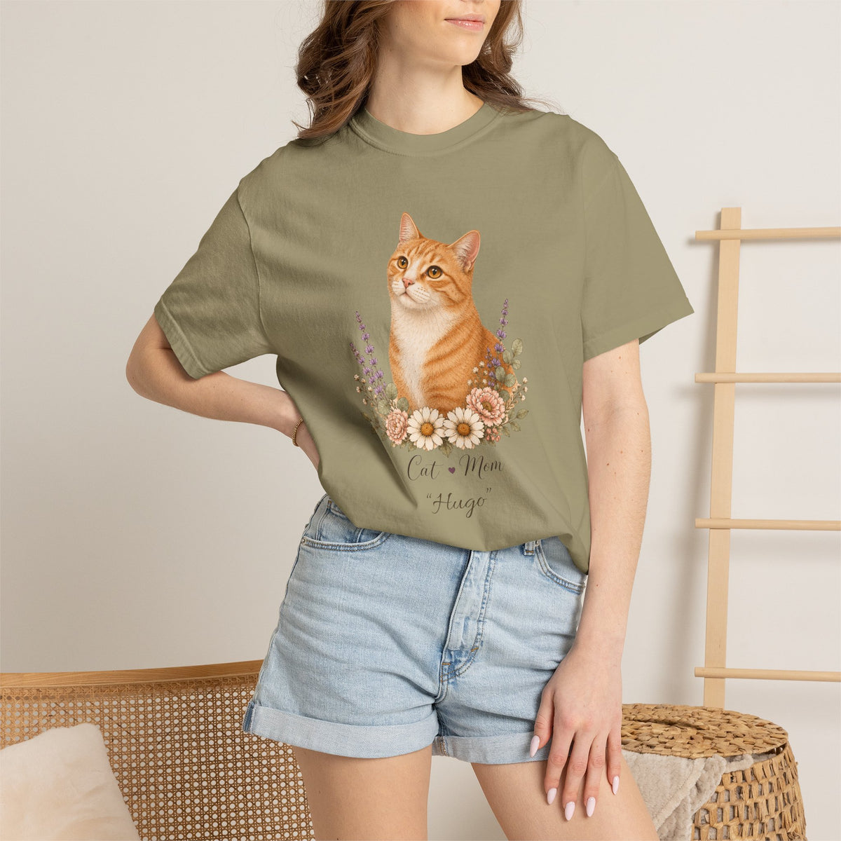 Personalized Orange Tabby Cat Mom Comfort Colors® T-Shirt