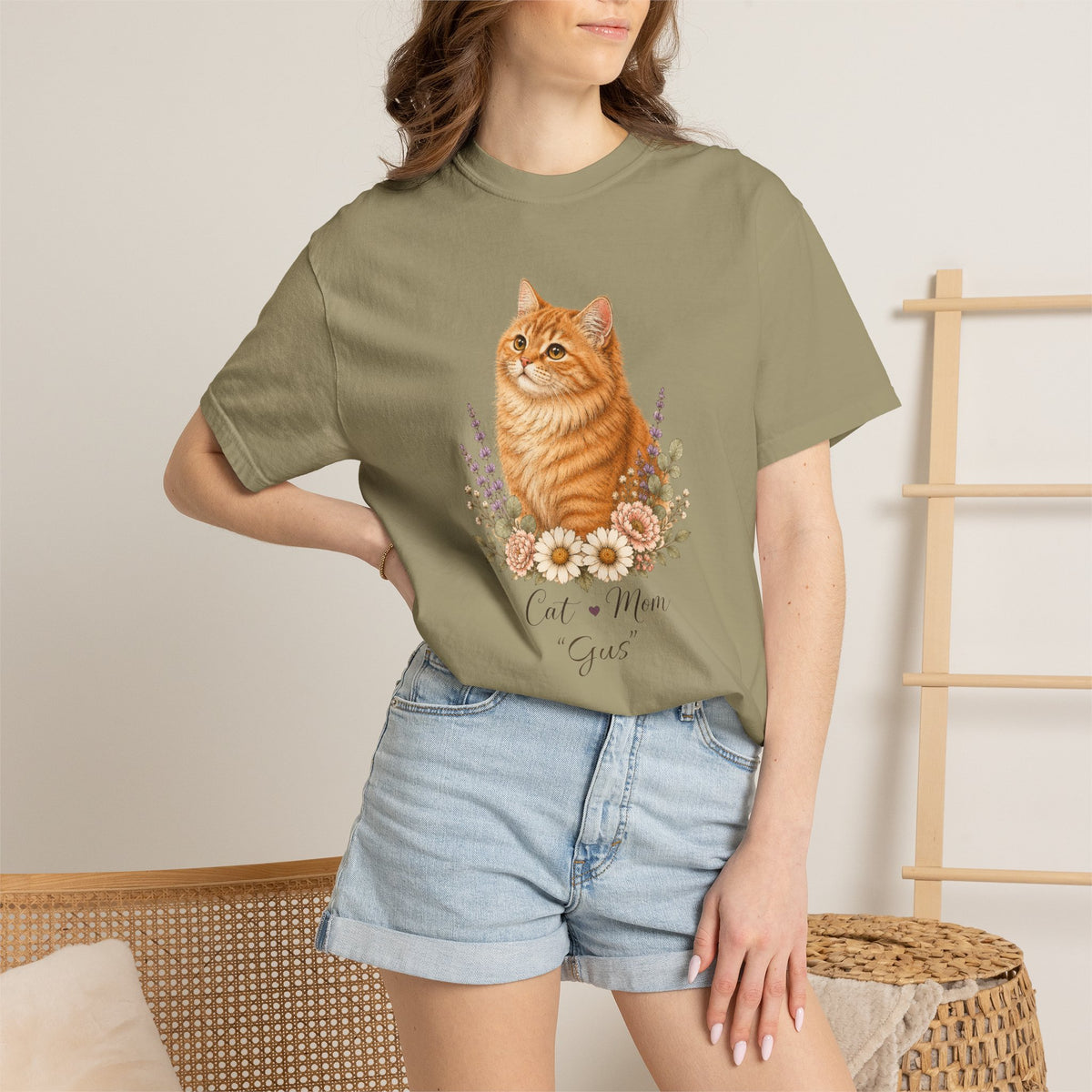 Personalized Orange Cat Mom Comfort Colors® T-Shirt