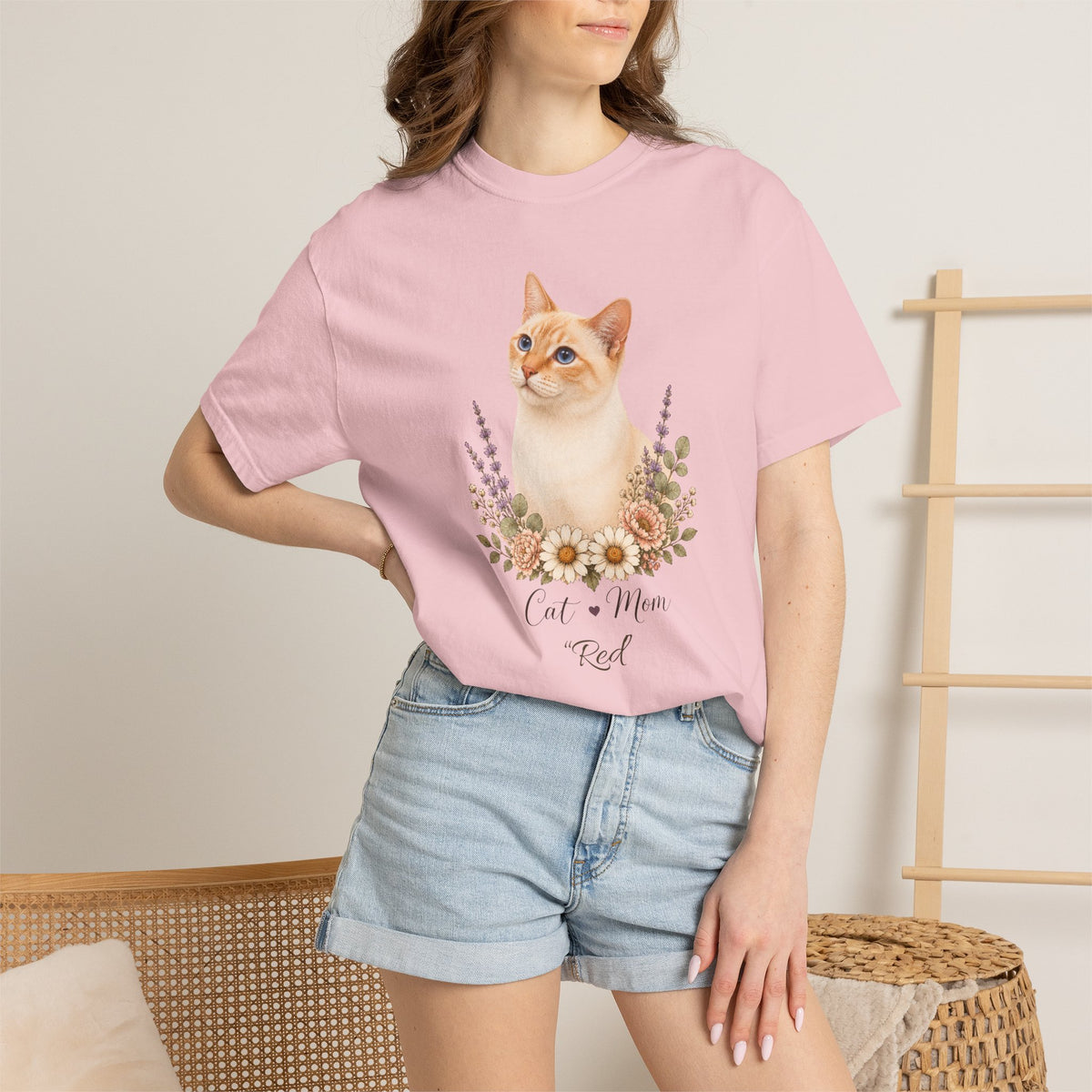 Personalized Red Siamese Cat Mom Comfort Colors® T-Shirt