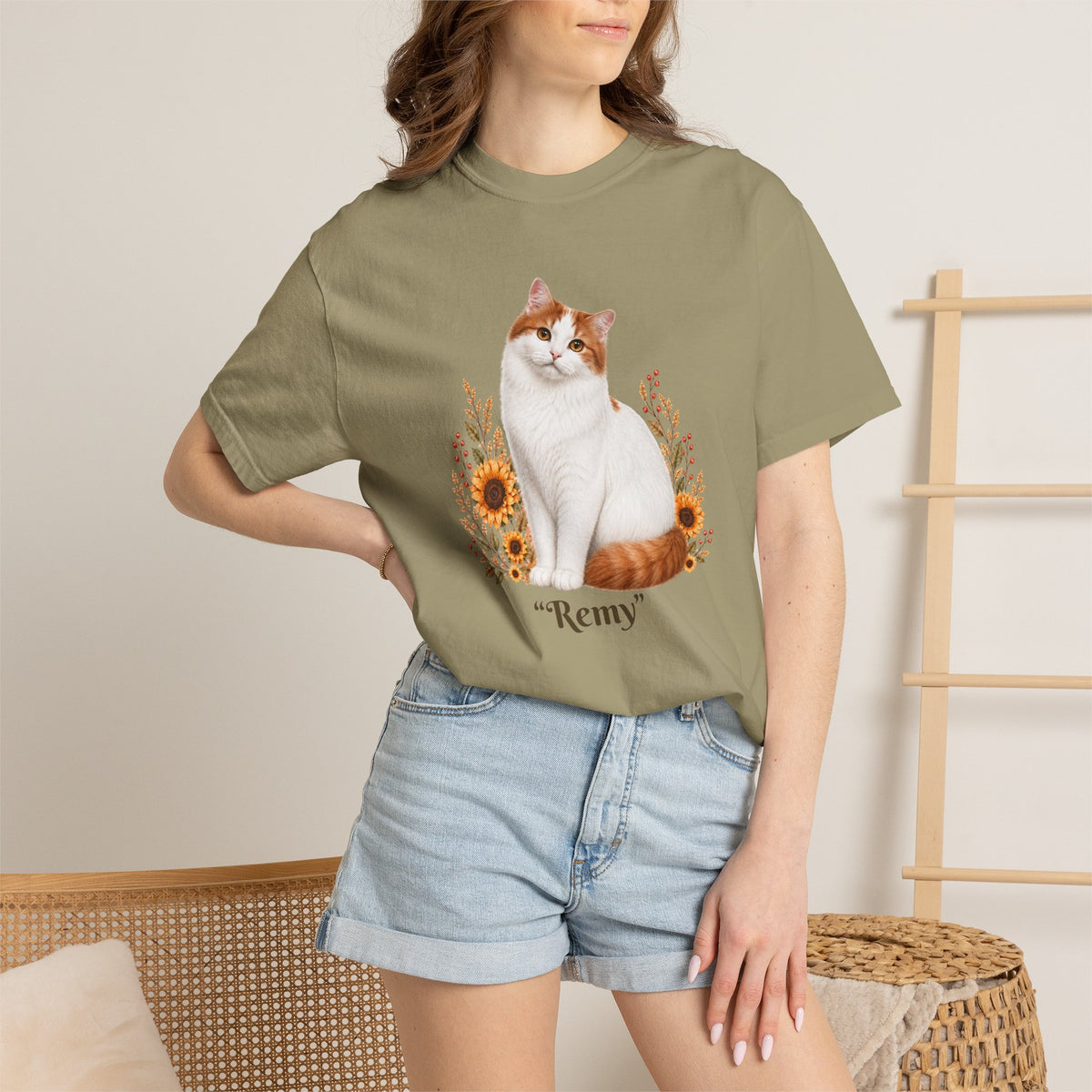 Personalized Turkish Van Sunflower Cat Comfort Colors® T-Shirt