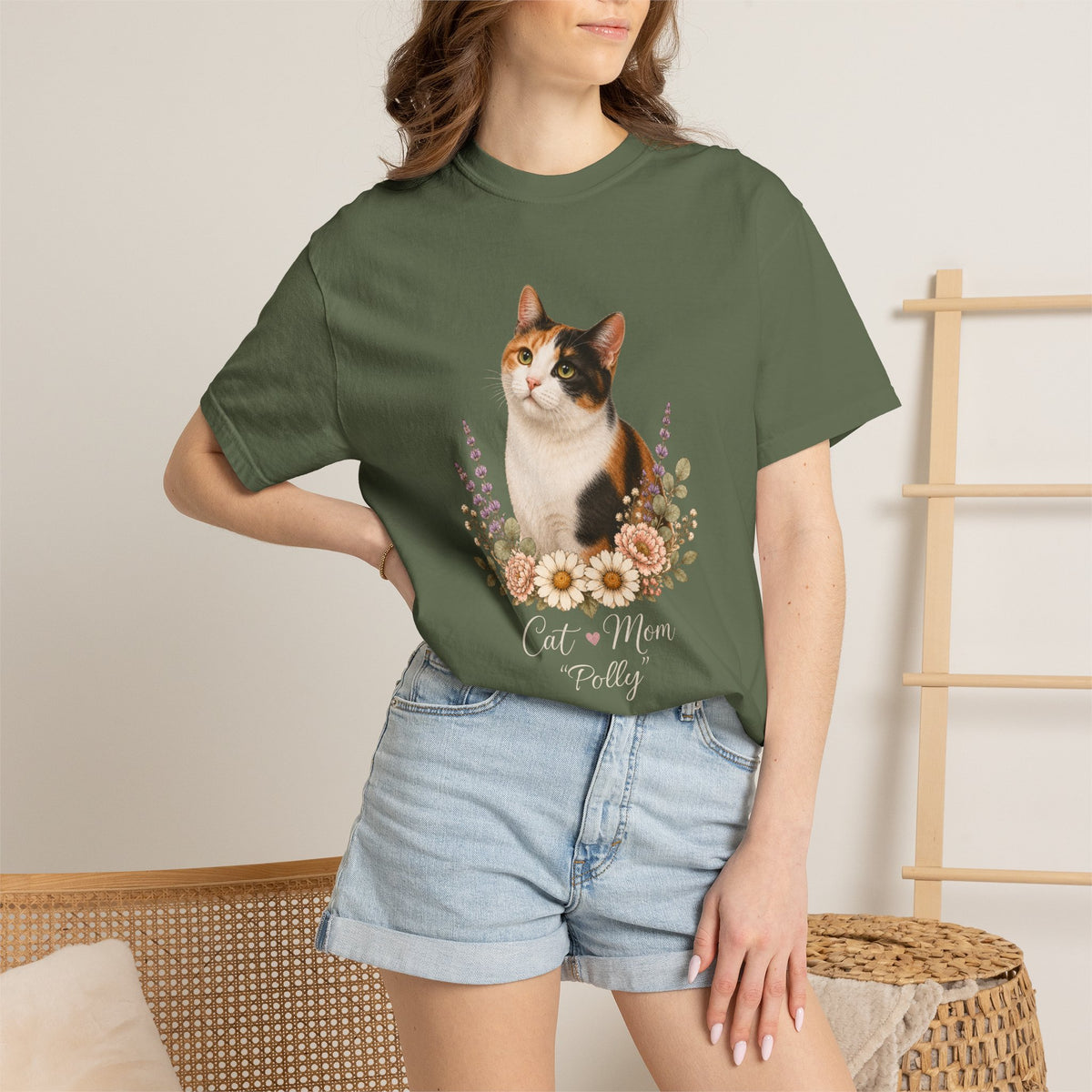 Personalized Calico Cat Mom Comfort Colors® T-Shirt