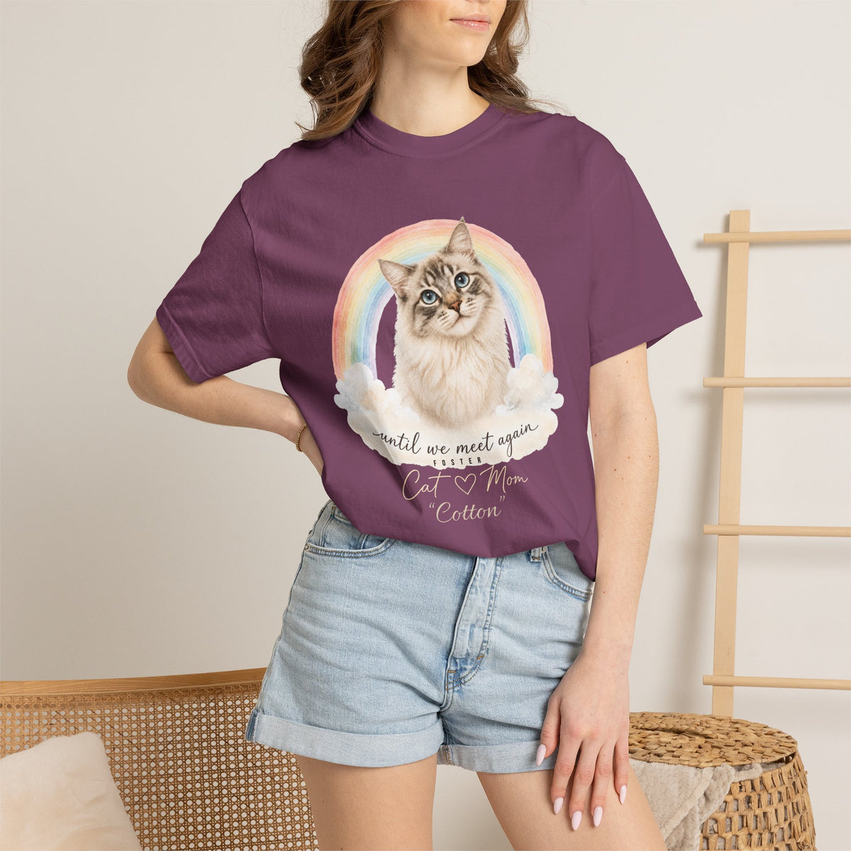 Personalized Rainbow Memorial Foster Cat Mom Comfort Colors® T-Shirt