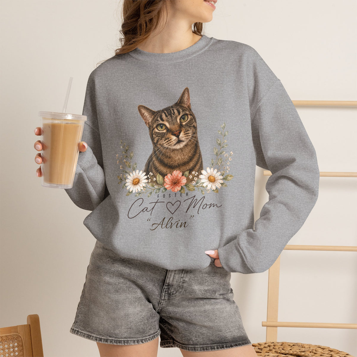 Personalized Foster Cat Mom Gildan® Sweatshirt