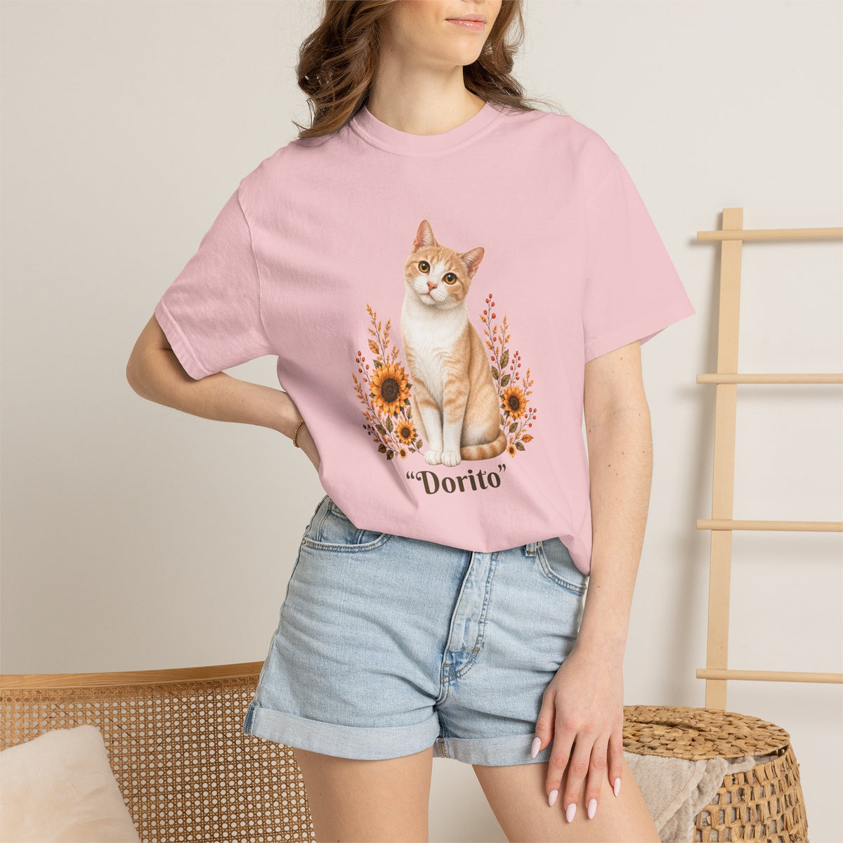 Personalized Orange Cat Sunflower Comfort Colors® T-Shirt