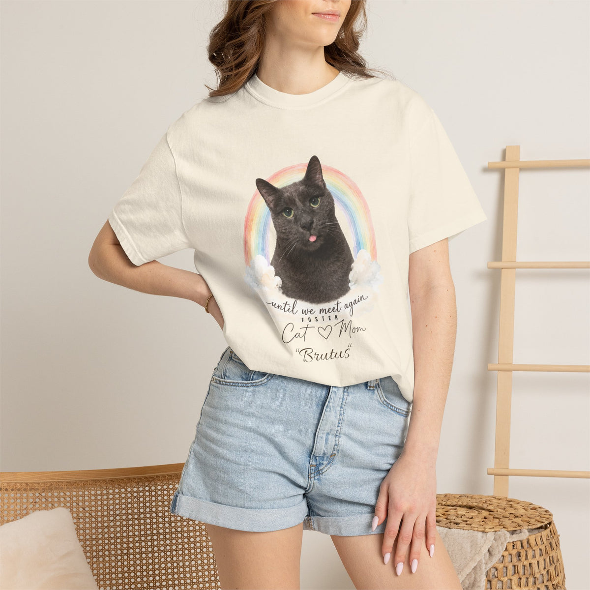 Personalized Rainbow Memorial Foster Cat Mom Comfort Colors® T-Shirt