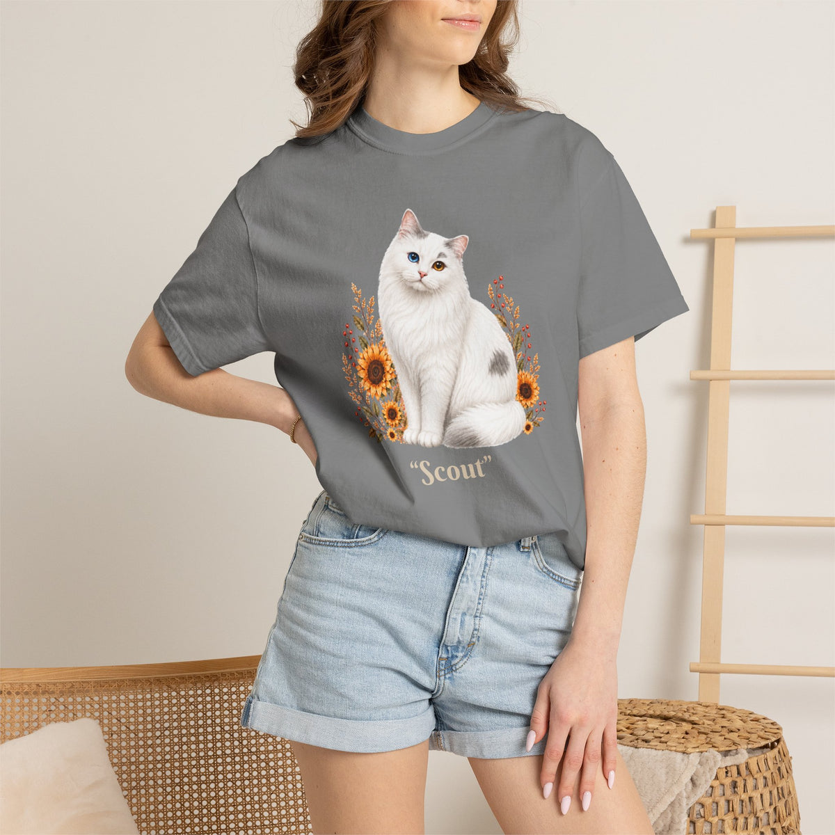 Personalized Turkish Van Cat Sunflower Comfort Colors® T-Shirt