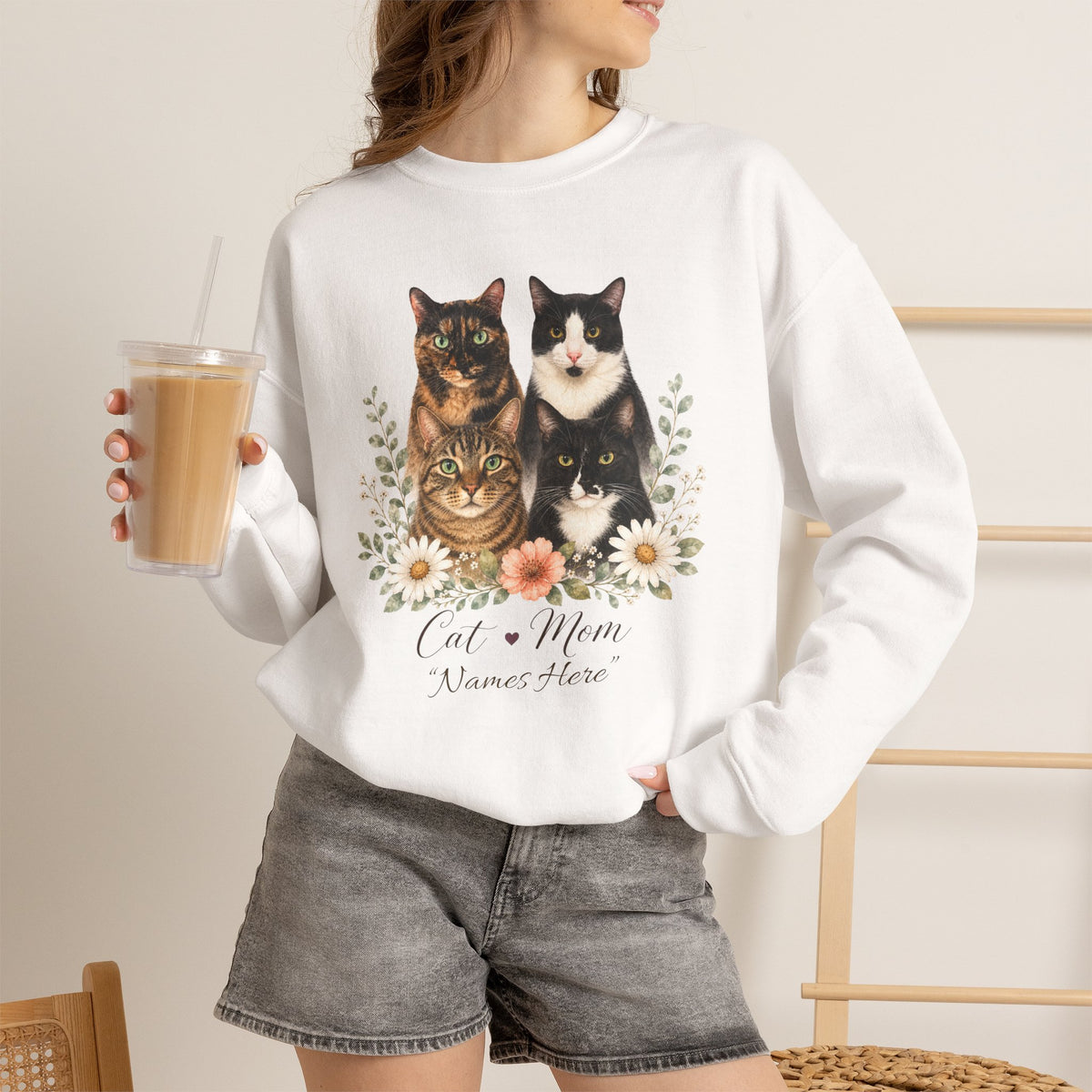 Personalized Multi-Cat Mom Gildan® Sweatshirt