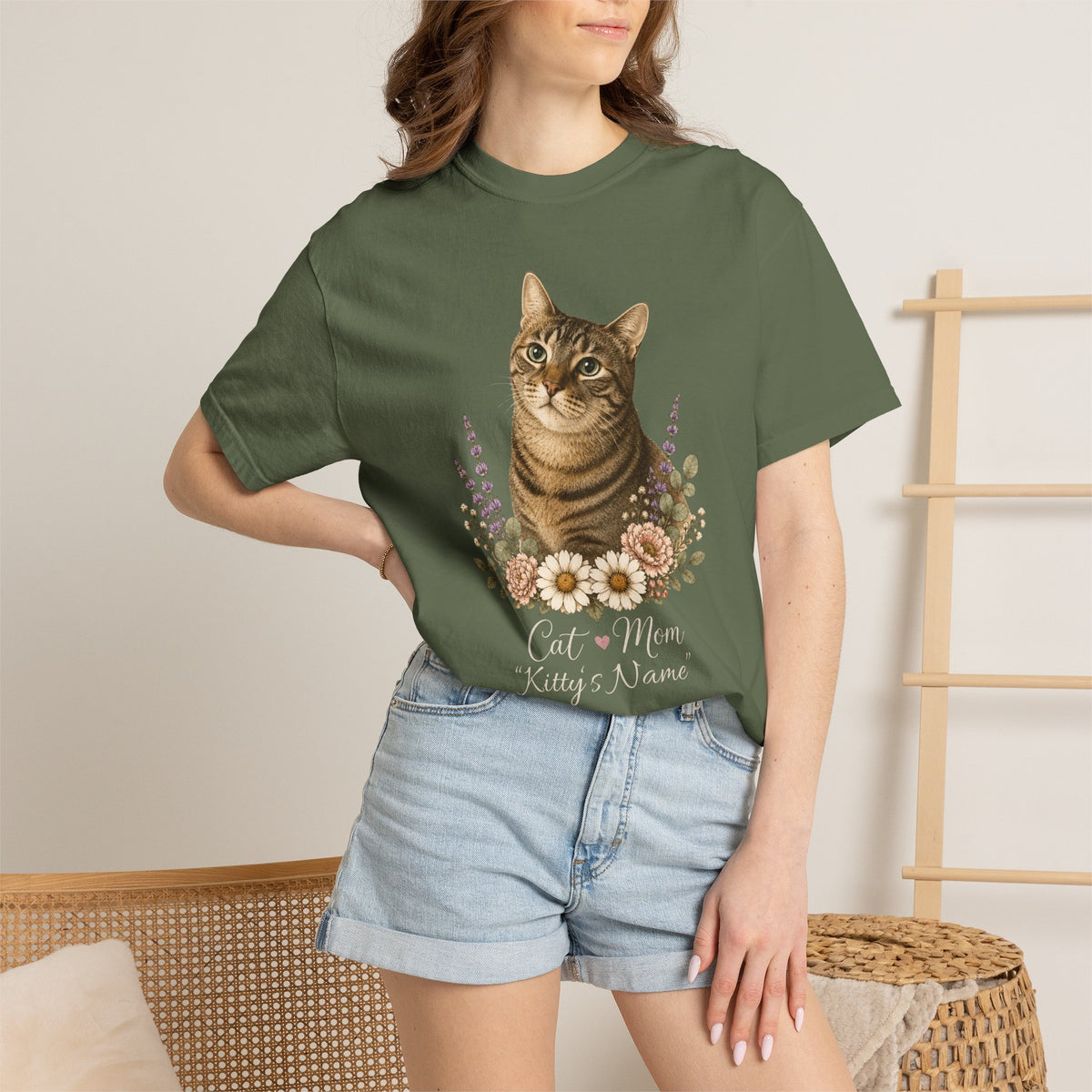 Personalized Brown Tabby Cat Comfort Colors® T-Shirt
